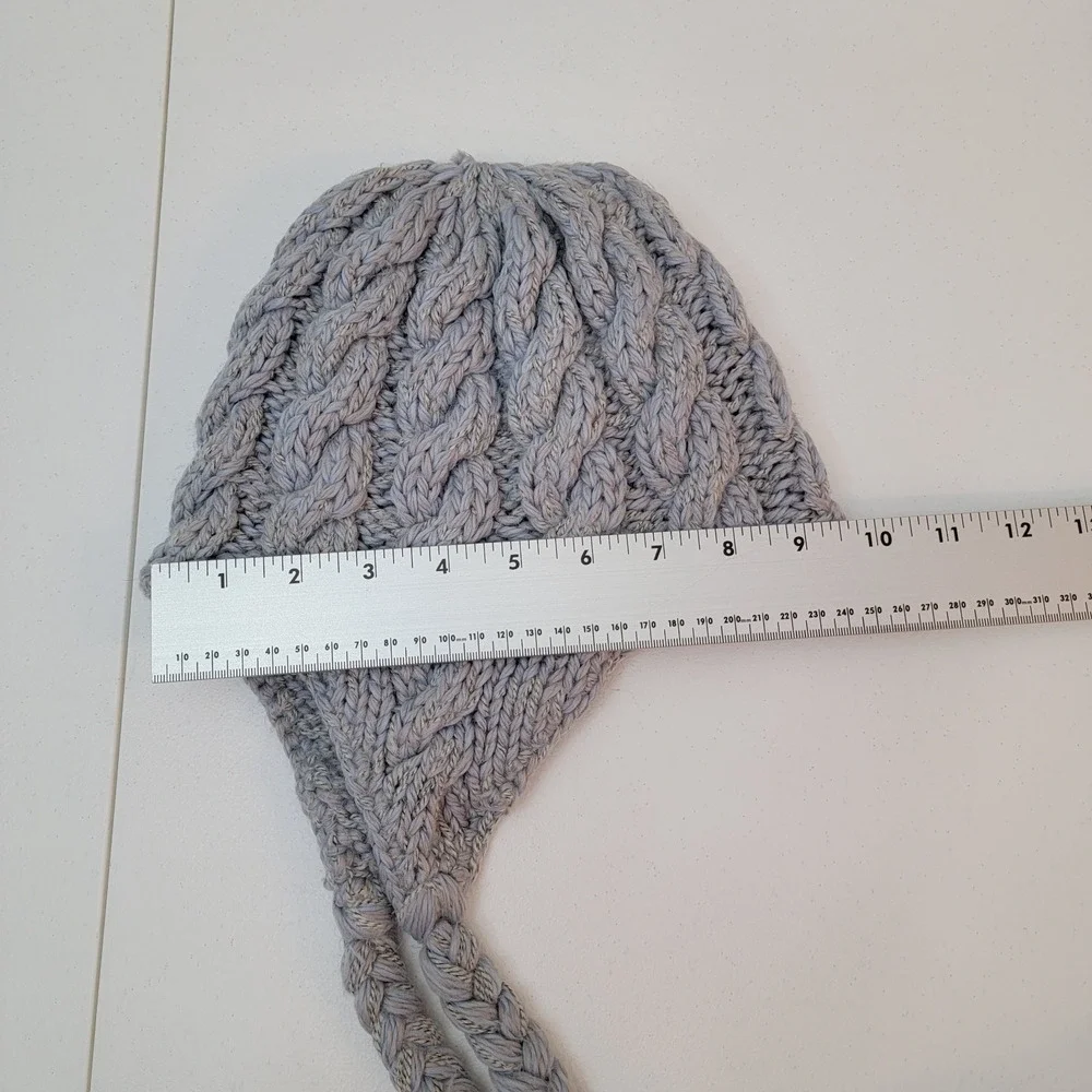 North Face A5 Unisex Cable Knit Beanie Hat Ear Flaps Tassels Wool Ski Gorpcore